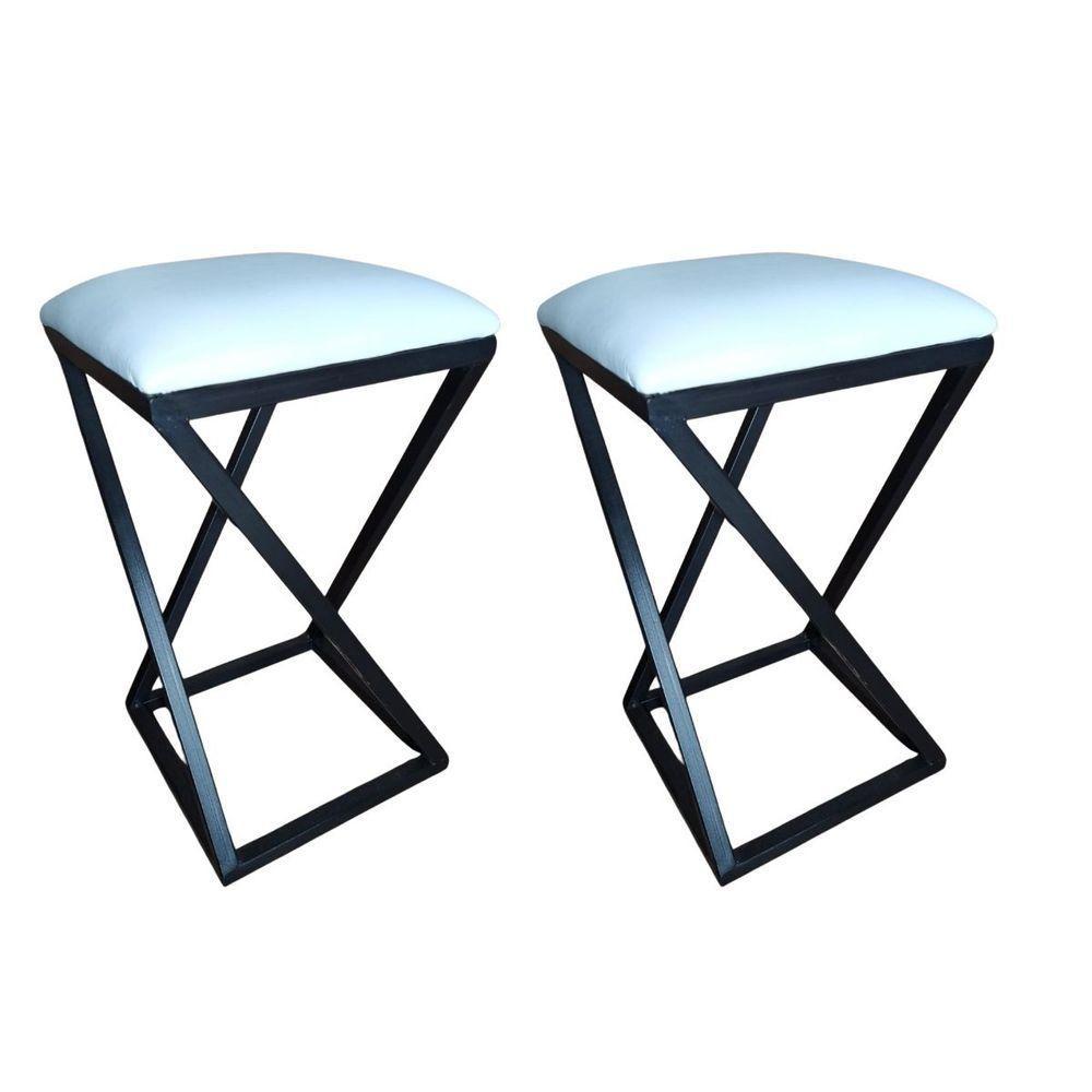 2 Banquetas Baixa Para Mesa De Cozinha Industrial Branco - 2