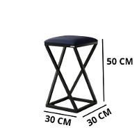 Conjunto 2 Bancos Banqueta Baixa Bistro Cozinha Americana Gourmet Estrutura Metalon Azul - 3