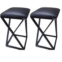 2 Banquetas Industrial Estofado E Metalon Preto - 1