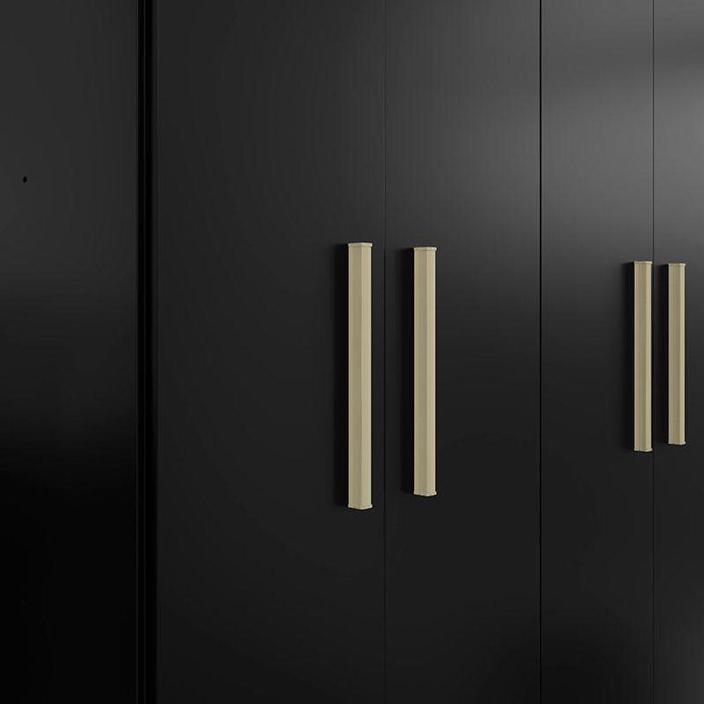 Guarda Roupa Casal Ipê 6 Portas Preto Fosco - Kits Paraná - 3