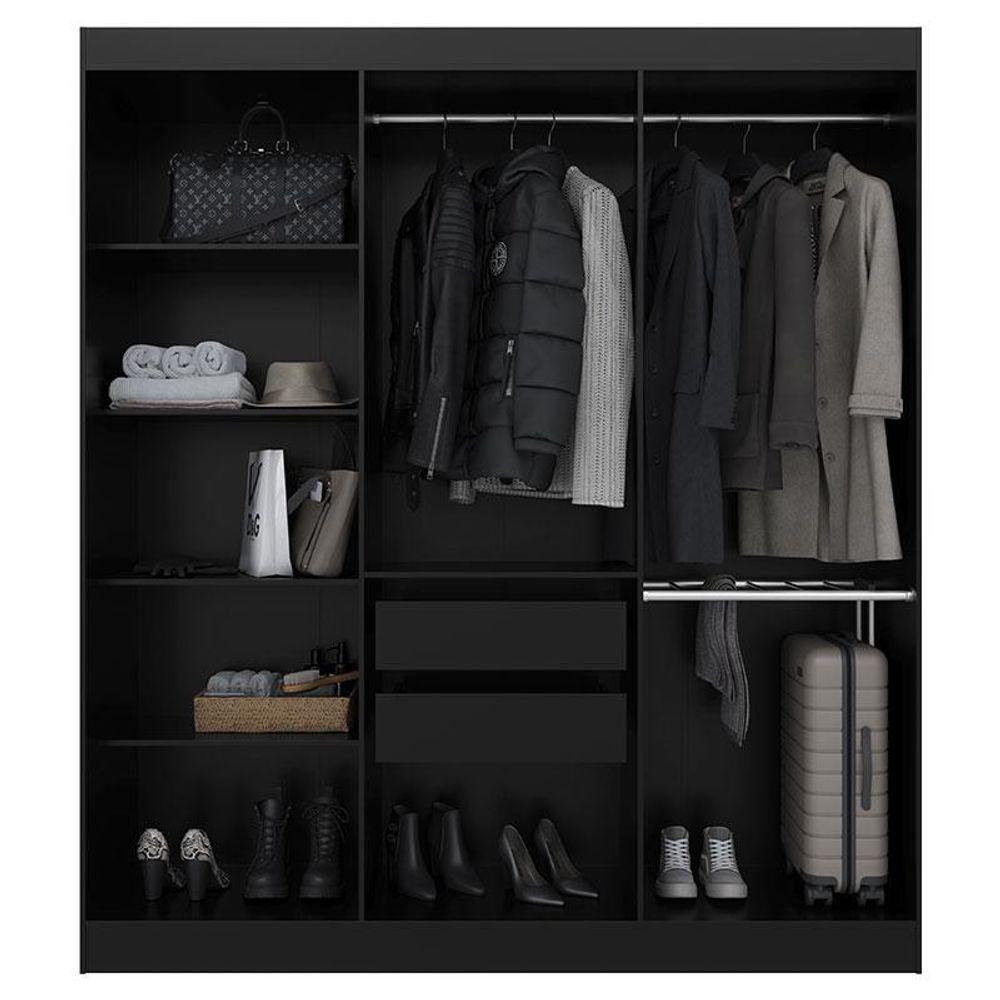 Guarda Roupa Casal Ipê 6 Portas Preto Fosco - Kits Paraná - 4