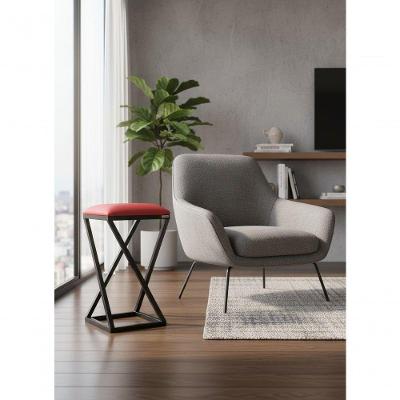 Conjunto 2 Banquetas Bar Confortável Moderno Design Resistente Industrial Vermelho