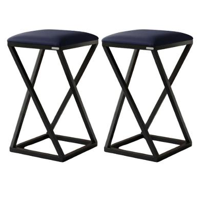 Conjunto 2 Banquetas Banquinho Industrial Pés Azul