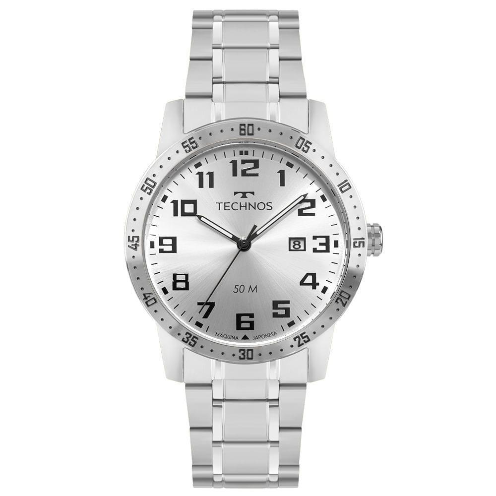 Relógio Technos Masculino Militar Prata - 2115uar/1k - 1