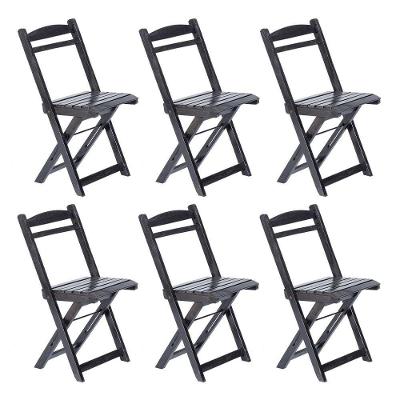 Kit 6 Cadeiras Dobrável Em Madeira Maciça Ypê Conforto E Estilo Para Uso Externo Preto
