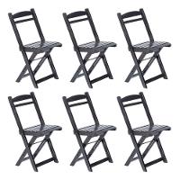 Kit 6 Cadeiras Dobrável Em Madeira Maciça Ypê Conforto E Estilo Para Uso Externo Preto - 1