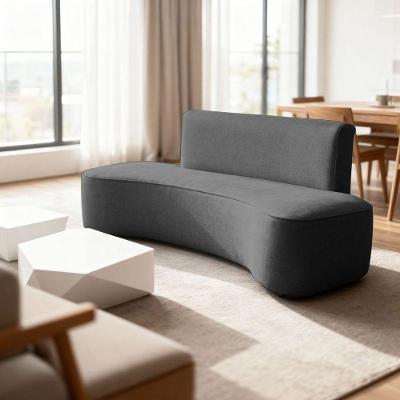 Sofá Feijão Orgânico Curvo 3 Lugar Suede Sala Contemporânea Cor:cinza Escuro