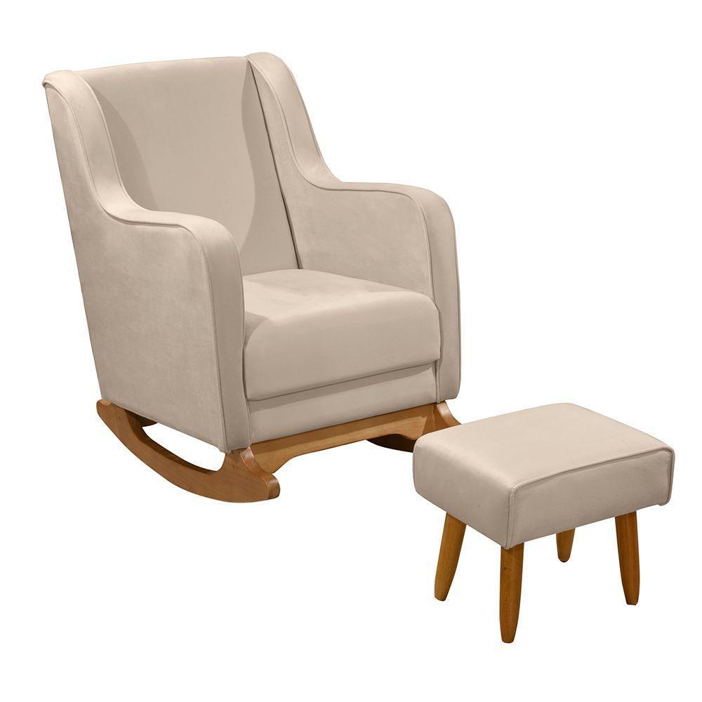 Cadeira De Amamentação Poltrona Balanço áquila C/puff Veludo Capuccino - 1
