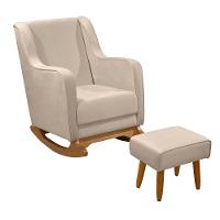 Cadeira De Amamentação Poltrona Balanço áquila C/puff Veludo Capuccino - 1