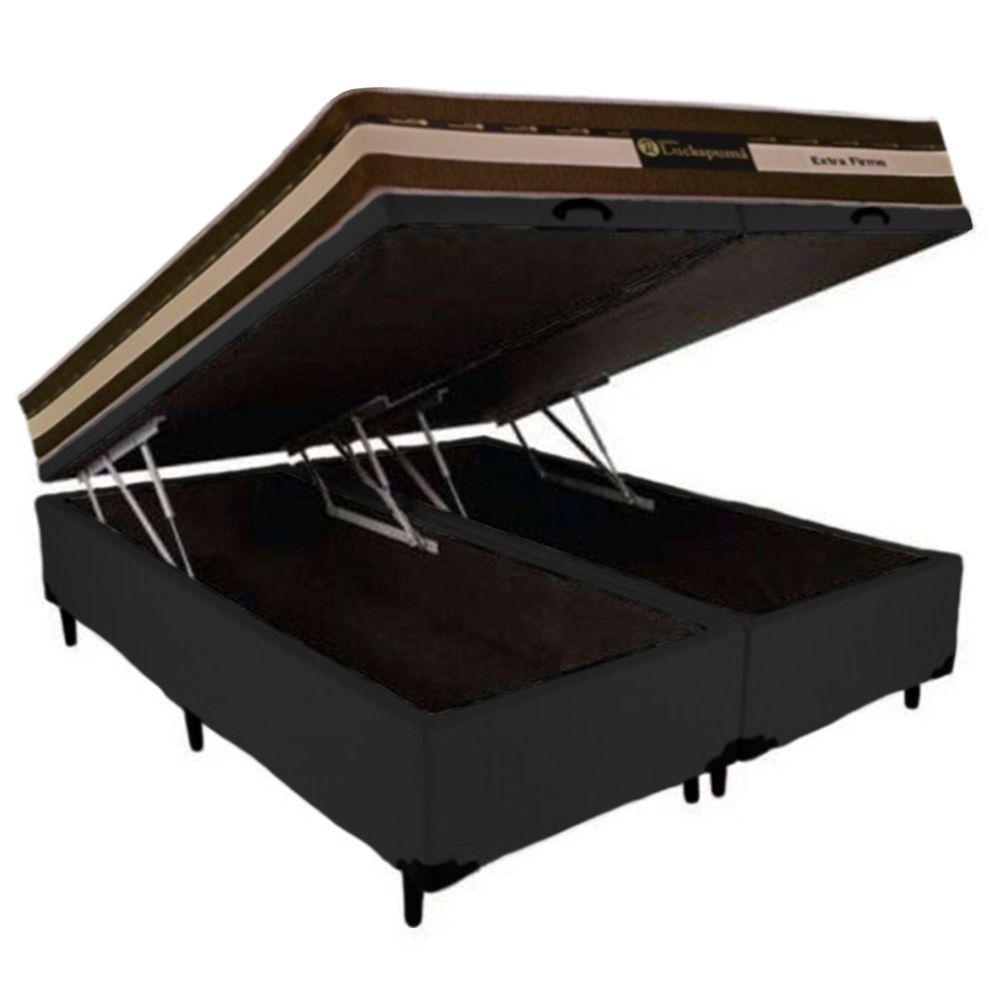 Cama Box Baú Queen Suede + Colchão Esplendor Molas Ensacadas Luckspuma 158x198x75 Cor:preto - 6