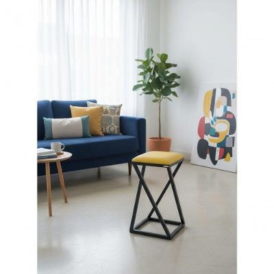 Kit 2 Banquetas Banquinho De Ferro Pequena 50 Cm Altura Amarelo