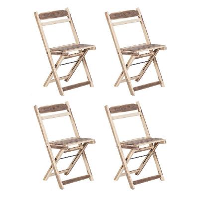 Kit 4 Cadeiras Dobrável 100% Madeira Maciça Ypê Ideal Para áreas Externas E Internas Natural