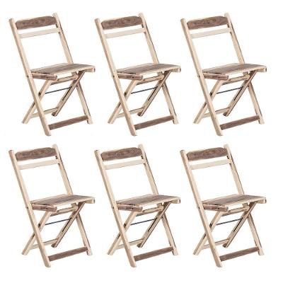 Kit 6 Cadeiras Dobrável 100% Madeira Maciça Ypê Ideal Para áreas Externas E Internas Natural