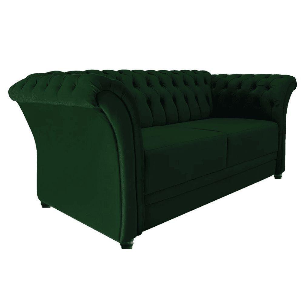 Sofá Recamier Divã Chesterfield 200cm Sofia Suede Verde Capitonê- Mabe Magazine - 3