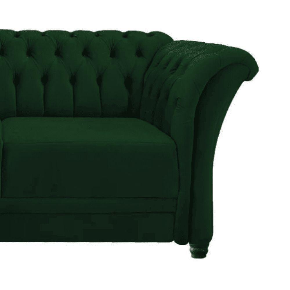 Sofá Recamier Divã Chesterfield 200cm Sofia Suede Verde Capitonê- Mabe Magazine - 5