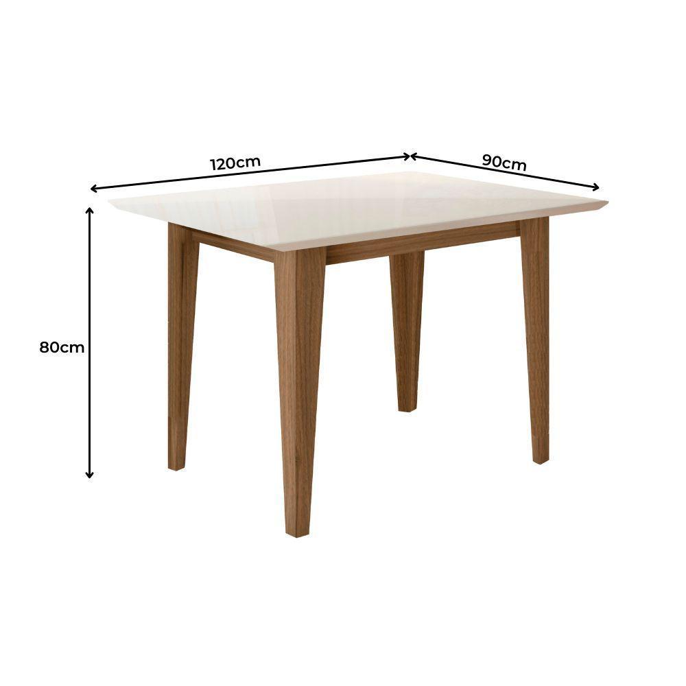 Conjunto Sala De Jantar Mesa Retangular Kate Com Vidro 120cm E 4 Cadeiras Linea Carvalho/off White - Poliman - 5