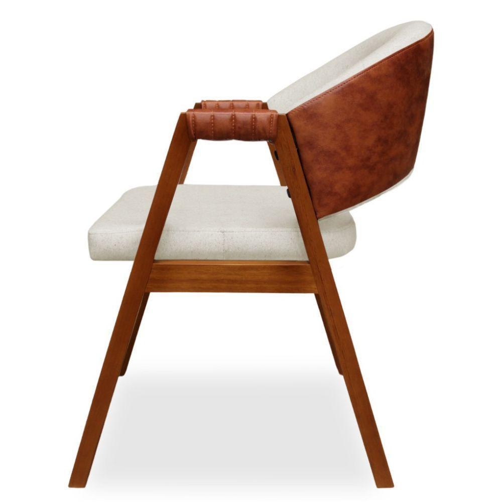 Cadeira De Madeira Maciça Dora Encosto E Assento Estofados Veludo Bege- Mabe Magazine - 3