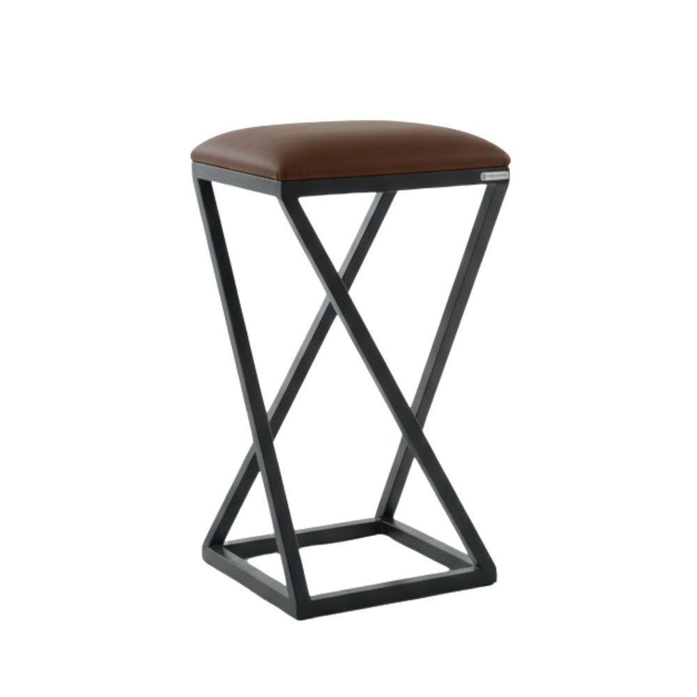 Banqueta Moderna Estilo Industrial Em Z Com 50 Cm Altura Marrom - 2