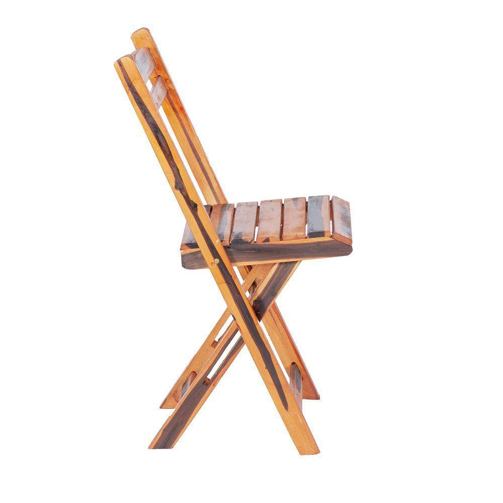 Kit 4 Cadeiras Dobrável 100% Madeira Maciça Ypê Ideal Para áreas Externas E Internas Cerejeira - 4