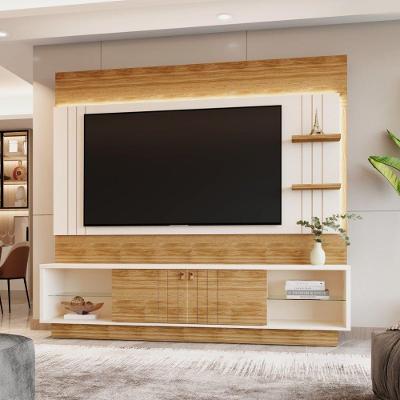 Estante Painel Home Para Tv 65" Guaiba Pérola Metaliz/amêndoa- Mabe Magazine