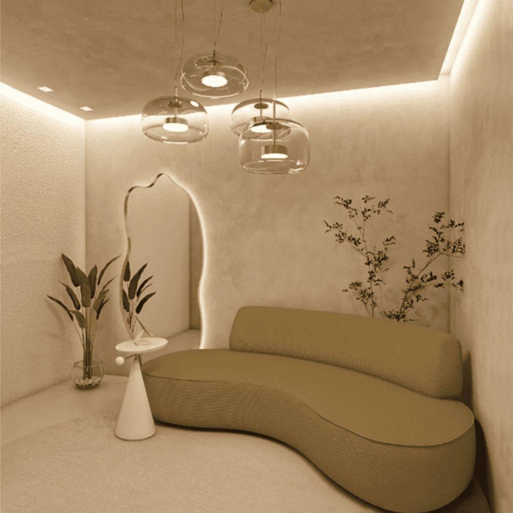 Sofá Curvo 3 Lugares Orgânico Amsterdã 200cm Linho Caramelo- Mabe Magazine - 1