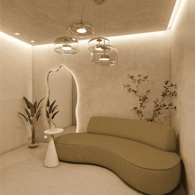 Sofá Curvo 3 Lugares Orgânico Amsterdã 200cm Linho Caramelo- Mabe Magazine