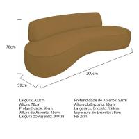 Sofá Curvo 3 Lugares Orgânico Amsterdã 200cm Linho Caramelo- Mabe Magazine - 3