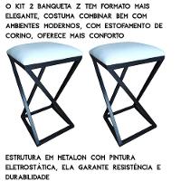 Kit 2 Banquinhos De Aço E Corino Banqueta Branco