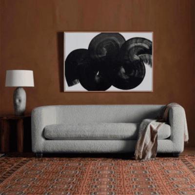 Sofá 3 Lugares Luxo Recepção Escritório Sala De Estar E Tv Veneza 180cm Bouclé Cinza- Mabe Magazine