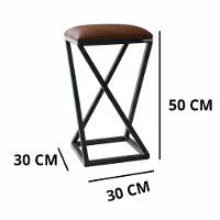 Conjunto 2 Bancos Banqueta Baixa Bistro Cozinha Americana Gourmet Estrutura Metalon Marrom - 3