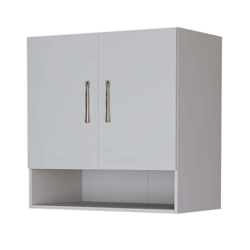 Armário Aéreo Multifuncional Cozinha Lavanderia 2 Portas MDF Branco - 3