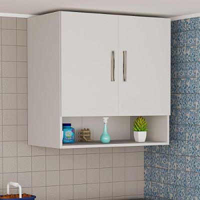 Armário Aéreo Multifuncional Cozinha Lavanderia 2 Portas MDF Branco