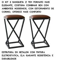 Kit 2 Banquetas Baixa Para Cozinha Industrial Marrom