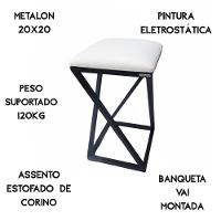Banqueta Z Sem Encosto Banco Estilo Industrial Moderno Luxo Branco - 4
