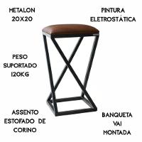 Banqueta Baixa Banco Cozinha Americana Bar Ferro Z Marrom