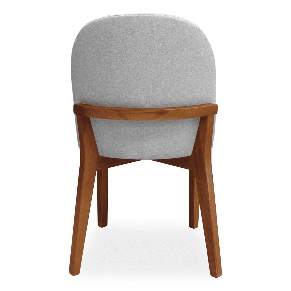 Cadeira De Jantar Madeira Maciça Duda Com Estofamento Linho Cinza- Mabe Magazine - 4