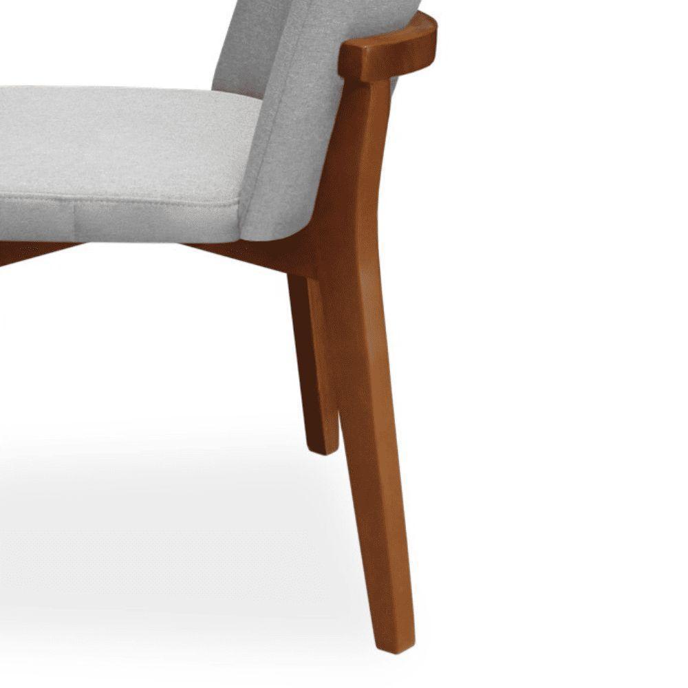 Cadeira De Jantar Madeira Maciça Duda Com Estofamento Linho Cinza- Mabe Magazine - 5