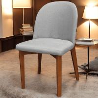 Cadeira De Jantar Madeira Maciça Duda Com Estofamento Linho Cinza- Mabe Magazine - 1