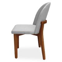 Cadeira De Jantar Madeira Maciça Duda Com Estofamento Linho Cinza- Mabe Magazine - 3