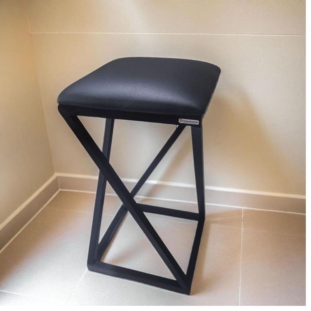 Conjunto 2 Banquetas Banco Banquinho Reforçado De Ferro Preto - 5