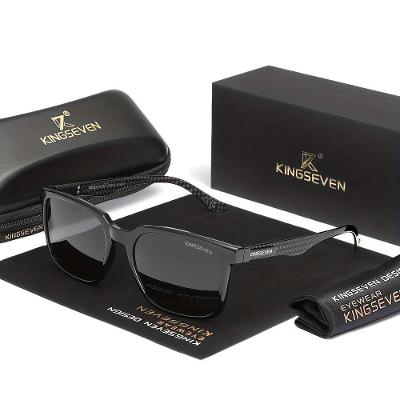 Óculos De Sol Quadrado Tr90 Polarizado Hastes De Fibra De Carbono Preto Cinza