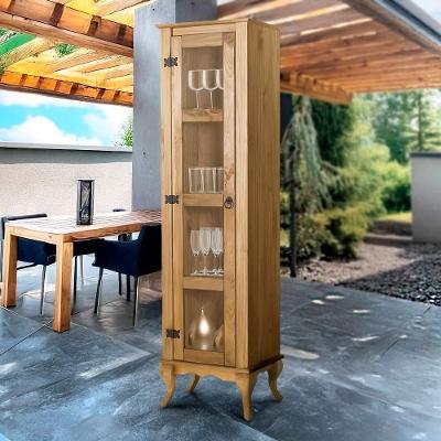 Cristaleira Torre 1 Porta De Vidro Madeira Maciça Rústica Mel