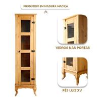 Cristaleira Torre 1 Porta De Vidro Madeira Maciça Rústica Mel - 5