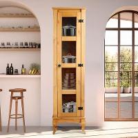 Cristaleira Torre 1 Porta De Vidro Madeira Maciça Rústica Mel - 6