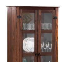 Cristaleira Rústica Madeira Maciça 2 Gavetas Portas De Vidro Imbuia - 5