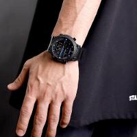 Relógio Masculino Digital Data Exibição Quartzo à Prova D´agua Esportivo Militar Azul Preto - 3