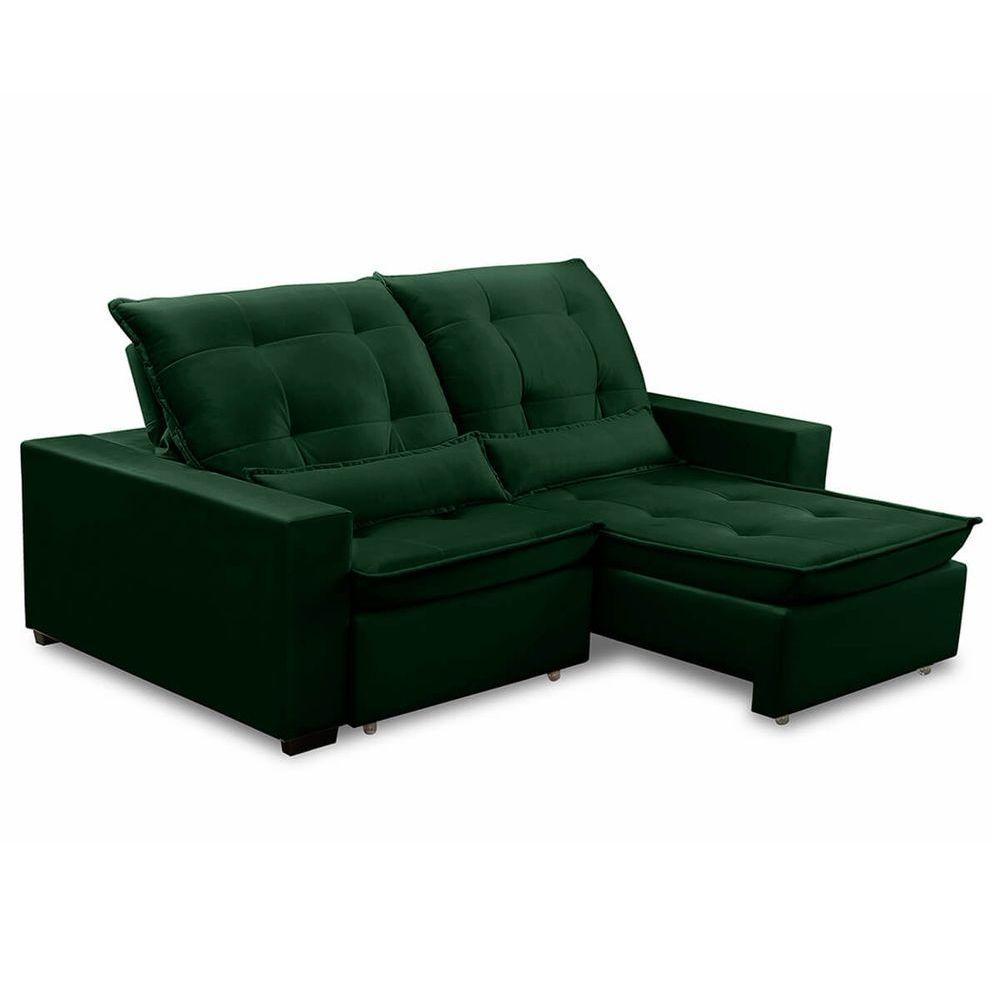 Sofa Retratil Reclinavel 2 Lugares 1,80m Atlantis Veludo Verde Lansofbr - 2