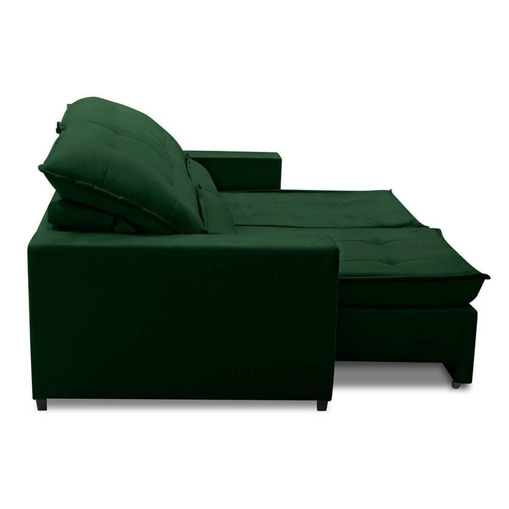 Sofa Retratil Reclinavel 2 Lugares 1,80m Atlantis Veludo Verde Lansofbr - 5
