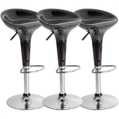 Kit 03 Un Banquetas Giratória Alta Tulipa Lotus Assento Abs Preto