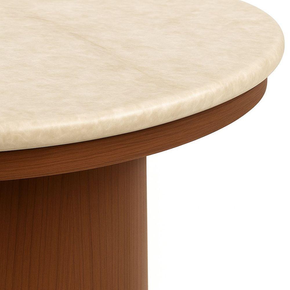 Mesa De Jantar 100 Cm Base Cilíndrica E Tampo Duplo Quartzito Taj Mahal &amp; Nogueira - 3